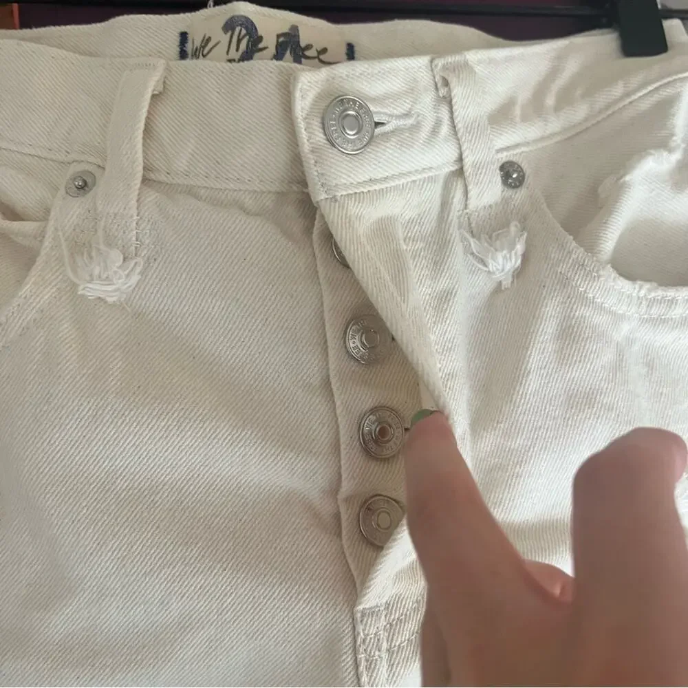 Free People Makai Distressed High Rise Denim Shorts